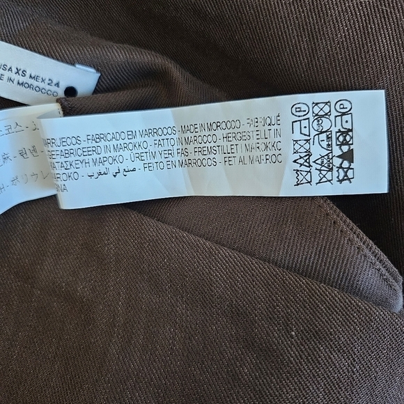 New Zara Draped High Waist Linen Blend Limited Edition Brown Midi Skirt Small - Picture 12 of 12